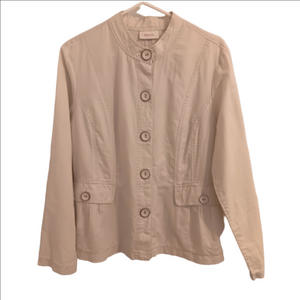 Chicos Cream Shimmer Linen Cotton Blend Lightweight Jacket Blazer Breathable 2
